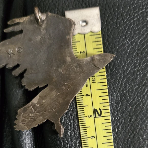 COPY - Sterling Silver Eagle/Hawk Pendant For Necklace 2.5" - Picture 4 of 5